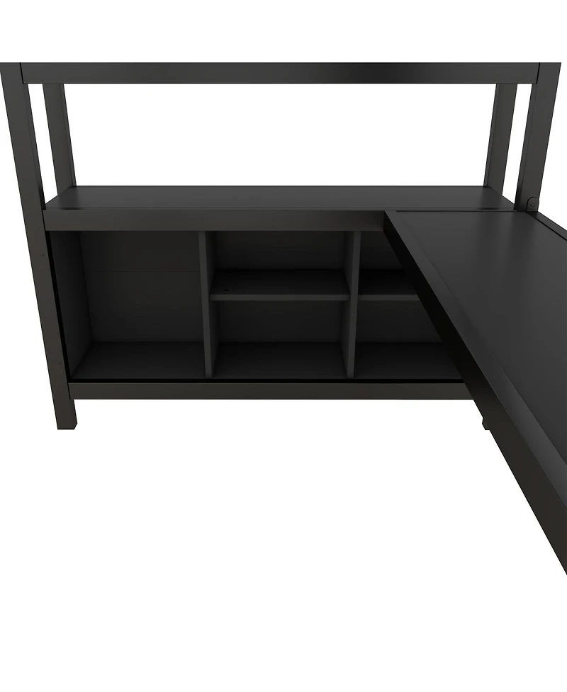 Streamdale Furniture Metal Loft Bed with Wardrobe L-Shaped Desk and Storage