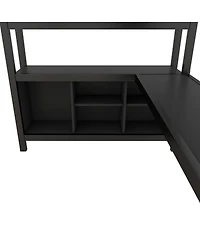 Streamdale Furniture Metal Loft Bed with Wardrobe L-Shaped Desk and Storage
