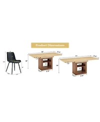Streamdale Furniture 6-Piece Scalable Dining Table and Chair Set 59-71 Inch Extendable Table