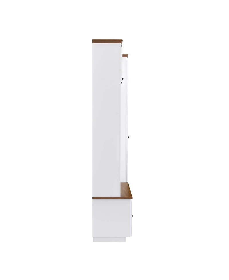 Streamdale Furniture 5-in-1 Farmhouse Hall Tree with Storage Bench Coat Rack and Shoe Cabinets