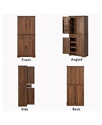 Streamdale Furniture 71'' Tall Farmhouse Kitchen Pantry with 3 Pull-Out Organizers and 2 Drawers