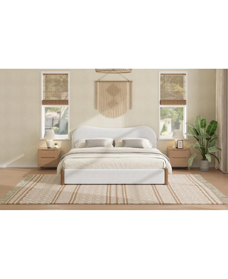 Streamdale Furniture King Size Upholstered Platform Bed with Wood Supporting Feet