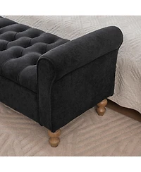 Streamdale Furniture 65.75'' Modern Upholstered Storage Bench with Double Lids and Rolled Arms