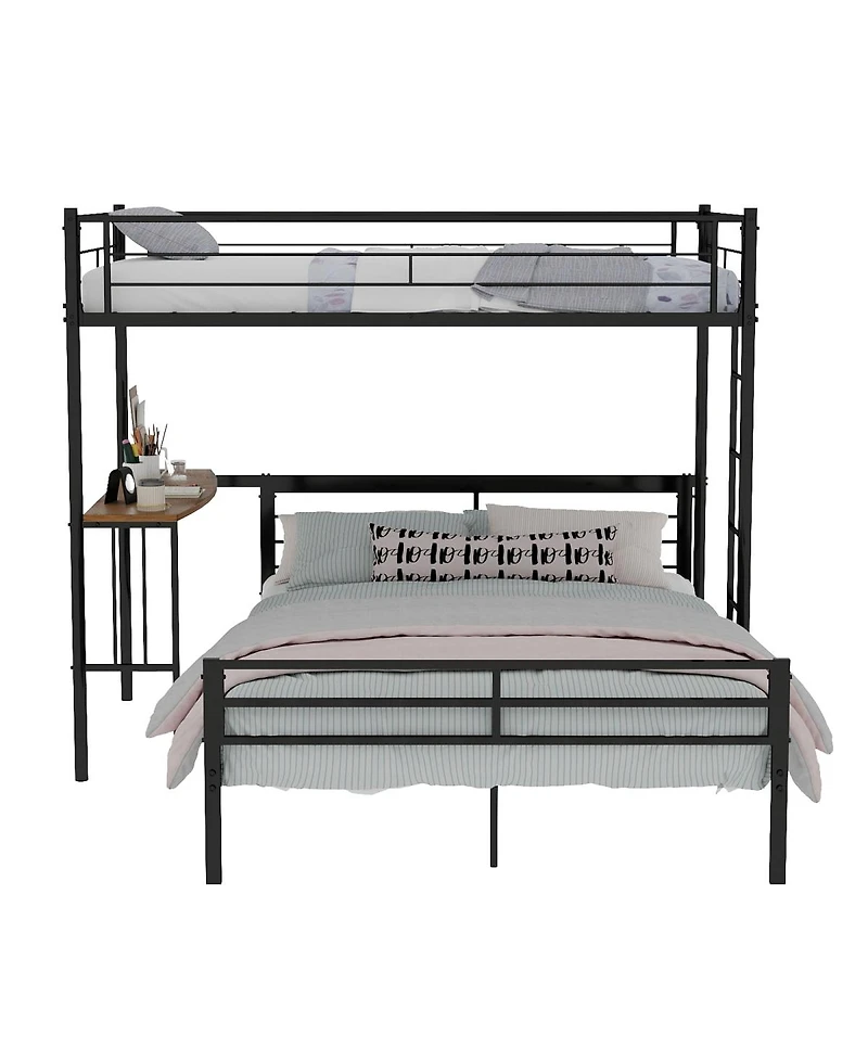 Streamdale Furniture Metal Loft Bed with Desk Ladder and Guardrails for Teens and Adults