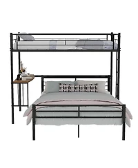 Streamdale Furniture Metal Loft Bed with Desk Ladder and Guardrails for Teens and Adults