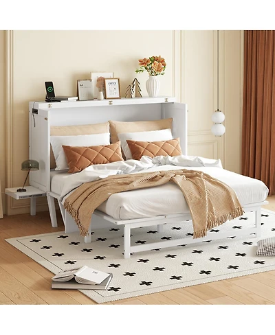 Streamdale Furniture Queen Size Murphy Bed with Usb Port and Removable Shelves