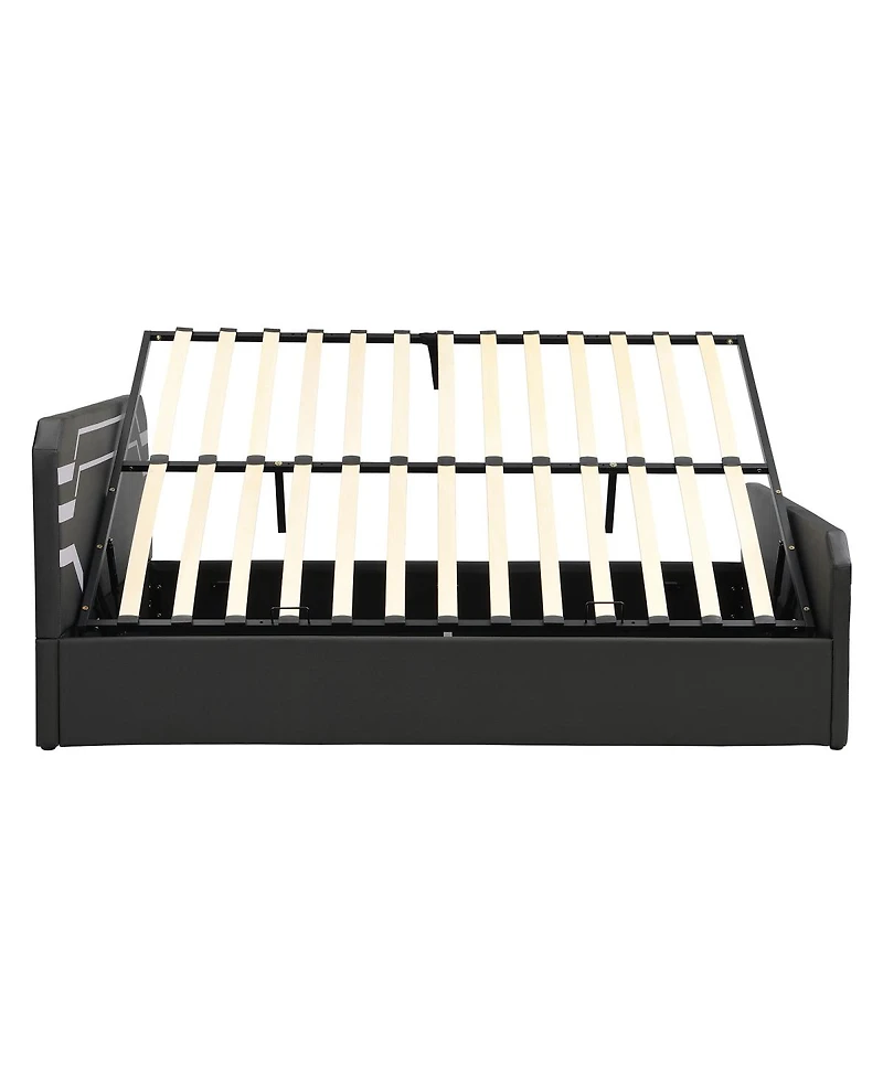 Streamdale Furniture Queen-Size Cyberpunk Hydraulic Storage Gaming Bed with Padded Headboard