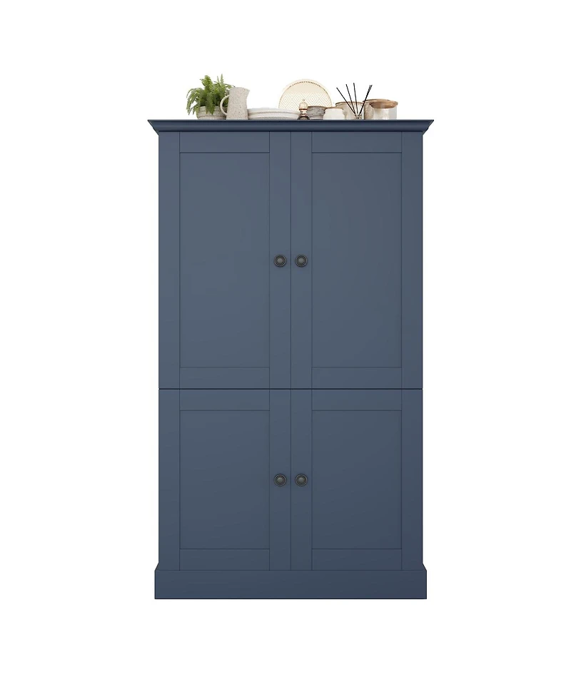 Streamdale Furniture Freestanding Kitchen Pantry Cabinet with 4 Doors 3 Drawers and Wine Racks