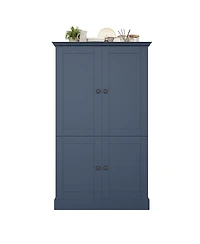Streamdale Furniture Freestanding Kitchen Pantry Cabinet with 4 Doors 3 Drawers and Wine Racks