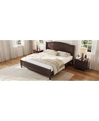 Streamdale Furniture Queen Size Platform Bed with Headboard with Wooden Slat Support Legs Espresso