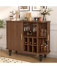 Streamdale Furniture 39'' Fluted Mid-Century Modern Bar Cabinet with Wine Racks and Storage