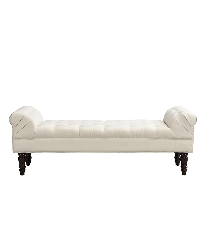 Streamdale Furniture Button-Tufted Upholstered End of Bed Bench with Rolled Arms