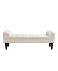 Streamdale Furniture Button-Tufted Upholstered End of Bed Bench with Rolled Arms