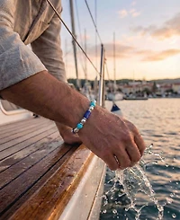 Quiksilver Men's Platinum-Plated Steel Turquoise Lapis Bracelet