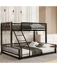 Streamdale Furniture Twin Xl over Queen Floor Bunk Bed with Ladder and Guardrails