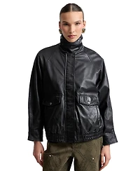 Avec Les Filles Women's Leather Bomber Coat