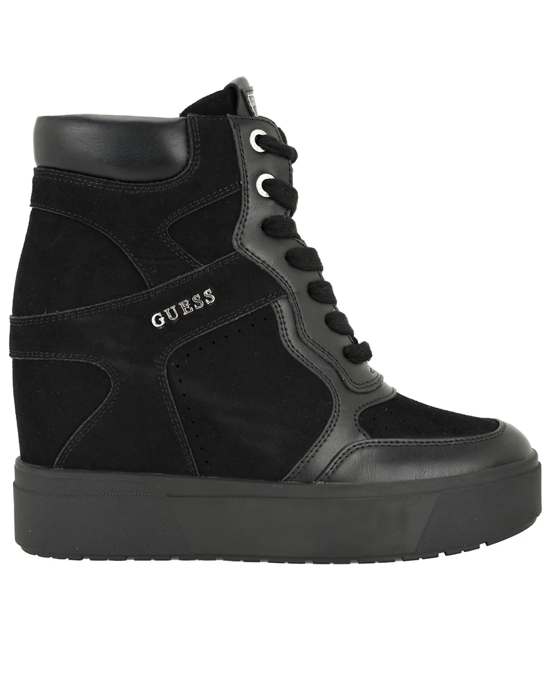 Guess Women's Guilley Lace-Up Wedge Sneaker Booties