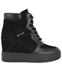 Guess Women's Guilley Lace-Up Wedge Sneaker Booties