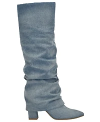 Guess Women's Geima Tall Wide Calf Slouchy Foldover Block Heel Boots