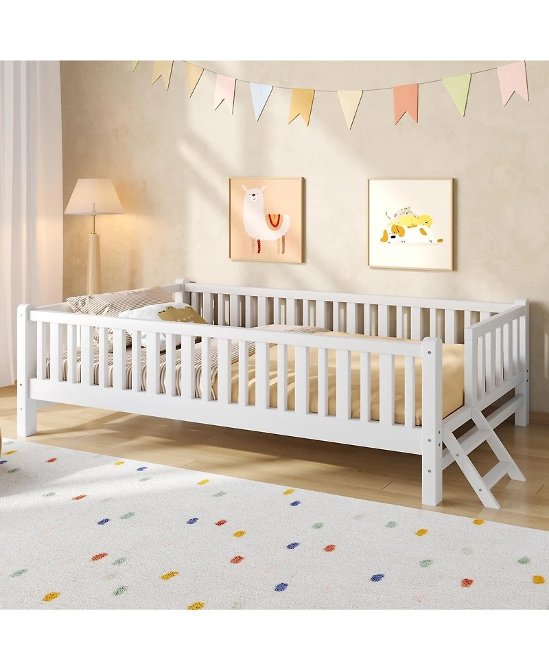 Streamdale Furniture Wood Twin Size Platform Bed with Guardrail