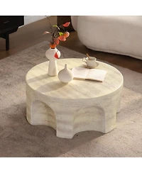 Streamdale Furniture MgO Modern Minimalist Round Accent Coffee Table with Arched Cutout Base