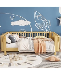 Streamdale Furniture Wood Platform Bed with Rails for Kids