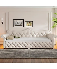 Streamdale Furniture Queen Size Upholstered Led Daybed with Nailhead Trim