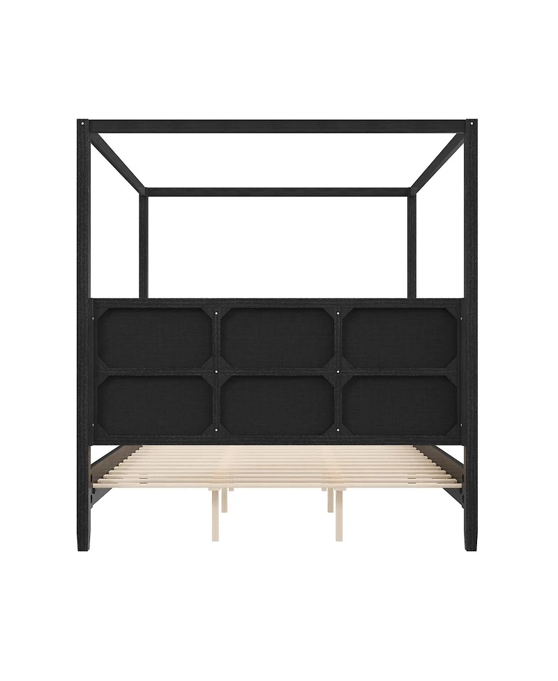 Streamdale Furniture Wooden Canopy Platform Bed with Upholstered Headboard