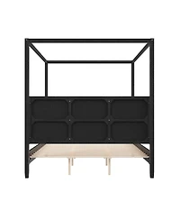 Streamdale Furniture Wooden Canopy Platform Bed with Upholstered Headboard