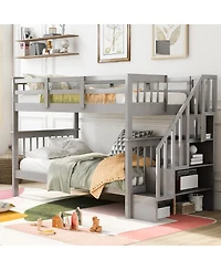 Streamdale Furniture Twin-Over-Twin Stairway Bunk Bed with Storage
