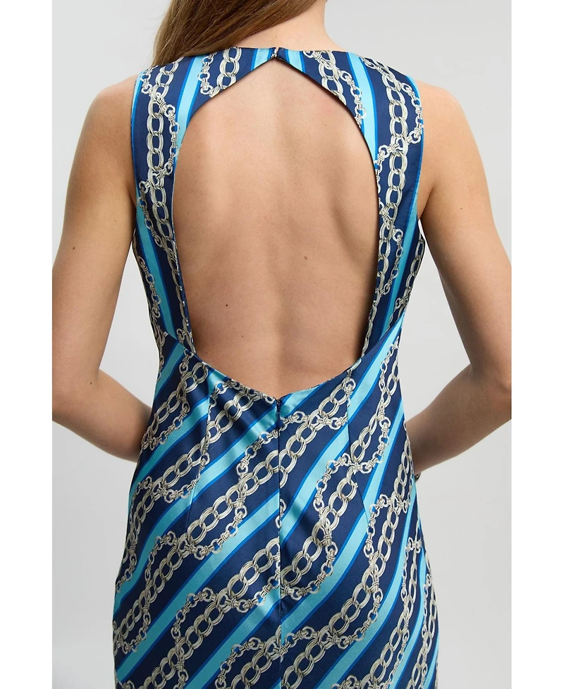 Karen Millen Women's Chain Print Cowl Neck Maxi Dress