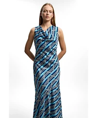 Karen Millen Women's Chain Print Cowl Neck Maxi Dress