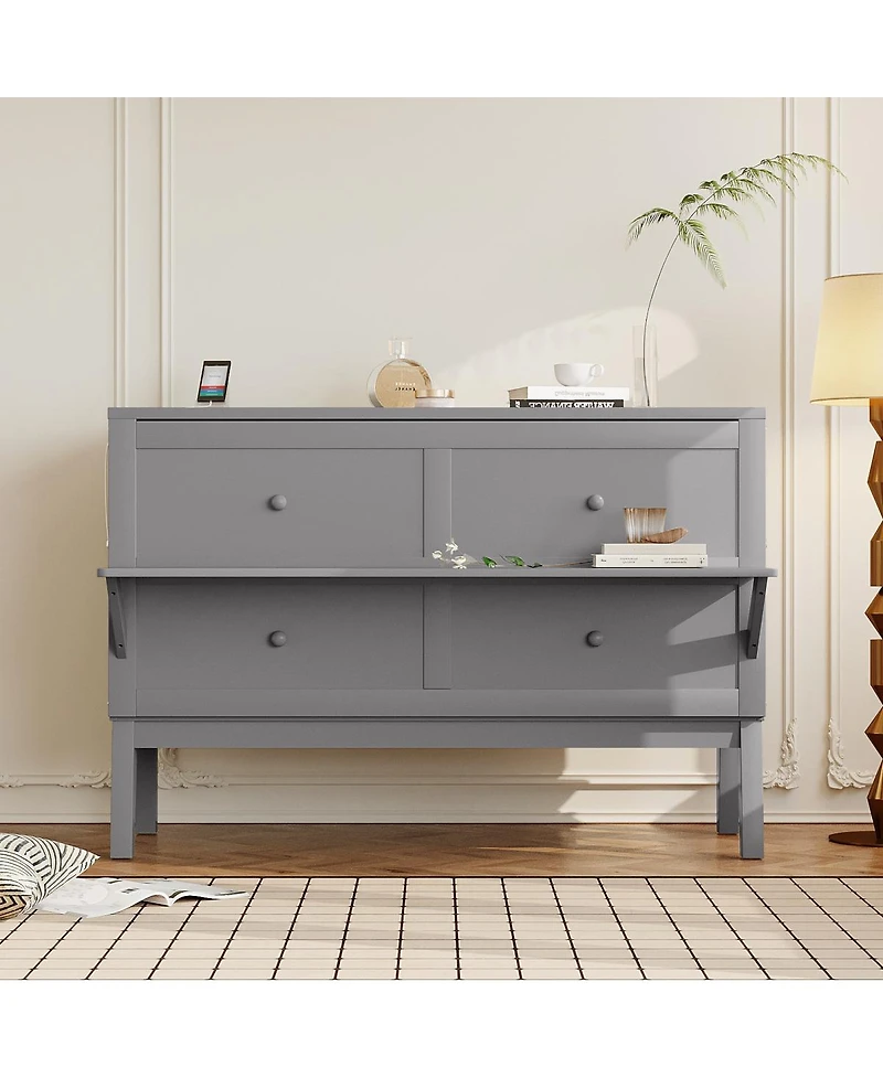Streamdale Furniture Murphy Bed with Usb Port and removable Shelves