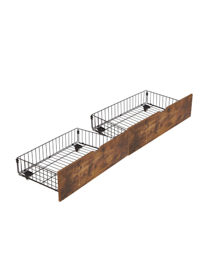 Streamdale Furniture Metal Platform Bed Frame with Wooden Headboard Usb and 2 Drawers