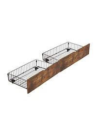Streamdale Furniture Metal Platform Bed Frame with Wooden Headboard Usb and 2 Drawers