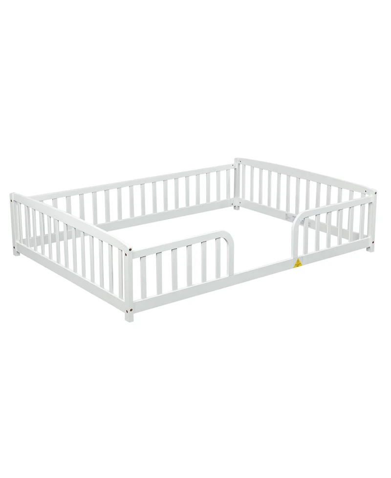 Streamdale Furniture Full Size Floor Fence Bed with Guardrails