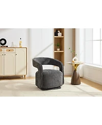 Streamdale Furniture Chenille Fabric Swivel Barrel Accent Chair with Curved Backrest