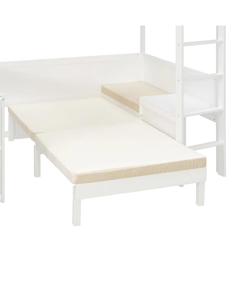 Streamdale Furniture Full Size Daybed with Trundle Three Storage Drawers and Solid Wood Frame