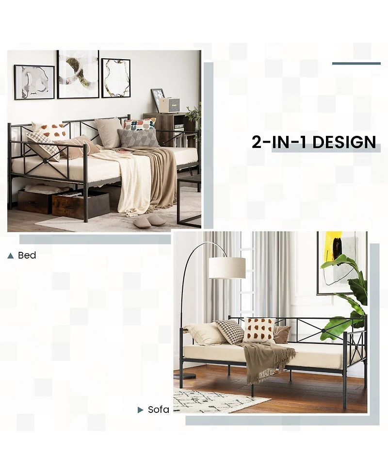 Gouun Metal Daybed Frame Twin Size with Slats