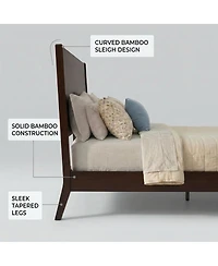 Streamdale Furniture Mid-Century Modern Solid Bamboo Queen Sled Platform Bed Frame