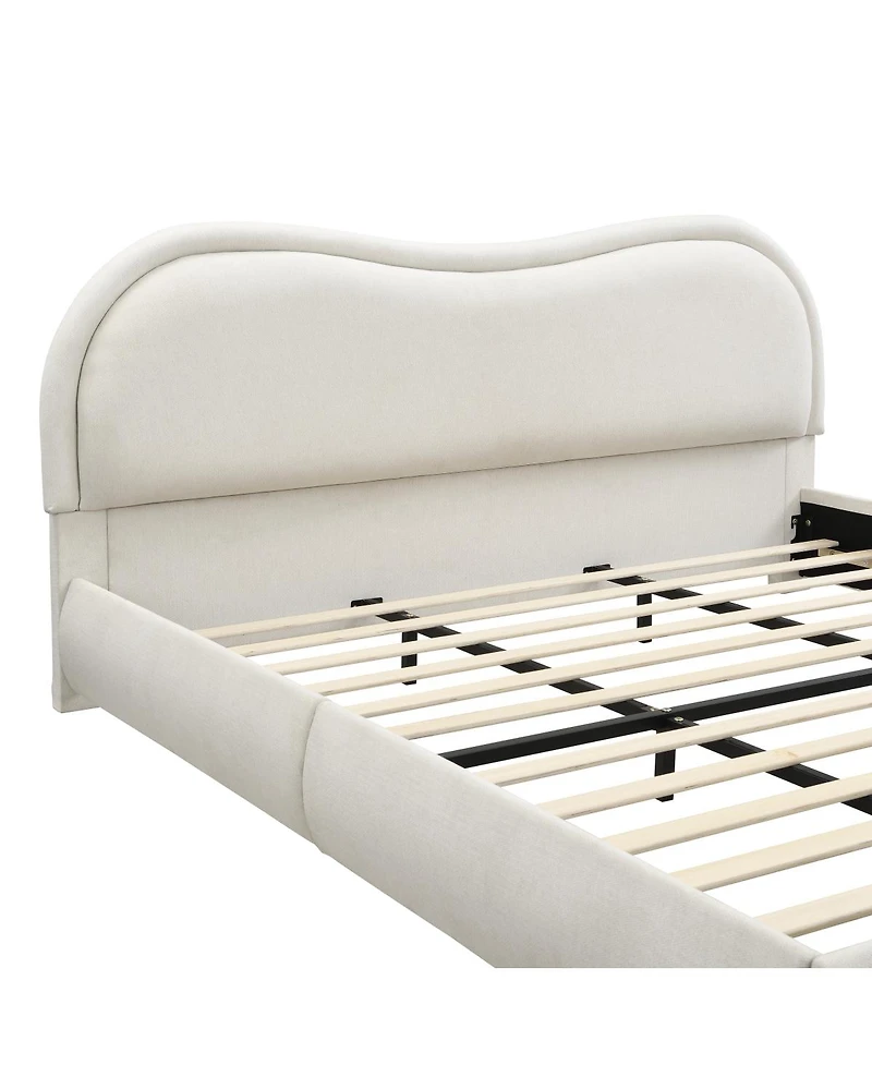 Streamdale Furniture Upholstered Platform Bed with Curved Headboard
