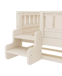 Streamdale Furniture Twin Bed with Bookshelves Staircase Safety Rails and Trundle