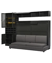 Streamdale Furniture Full Size Murphy Bed Wall Bed with Sofa Shelves Usb
