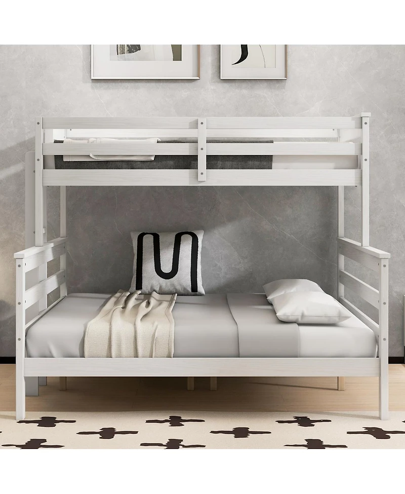 Streamdale Furniture Wood Twin Xl over Queen Bunk Bed with Ladder