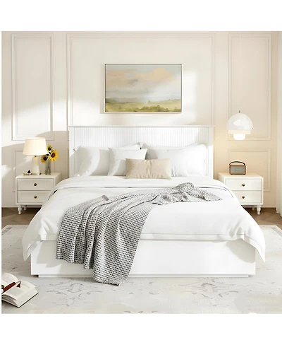 Streamdale Furniture Stylish Queen Size Solid Wood Bed Frame 600lbs Capacity