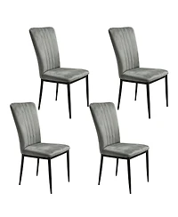 Streamdale Furniture Set of 4 Modern Velvet Dining Chairs with Metal Legs