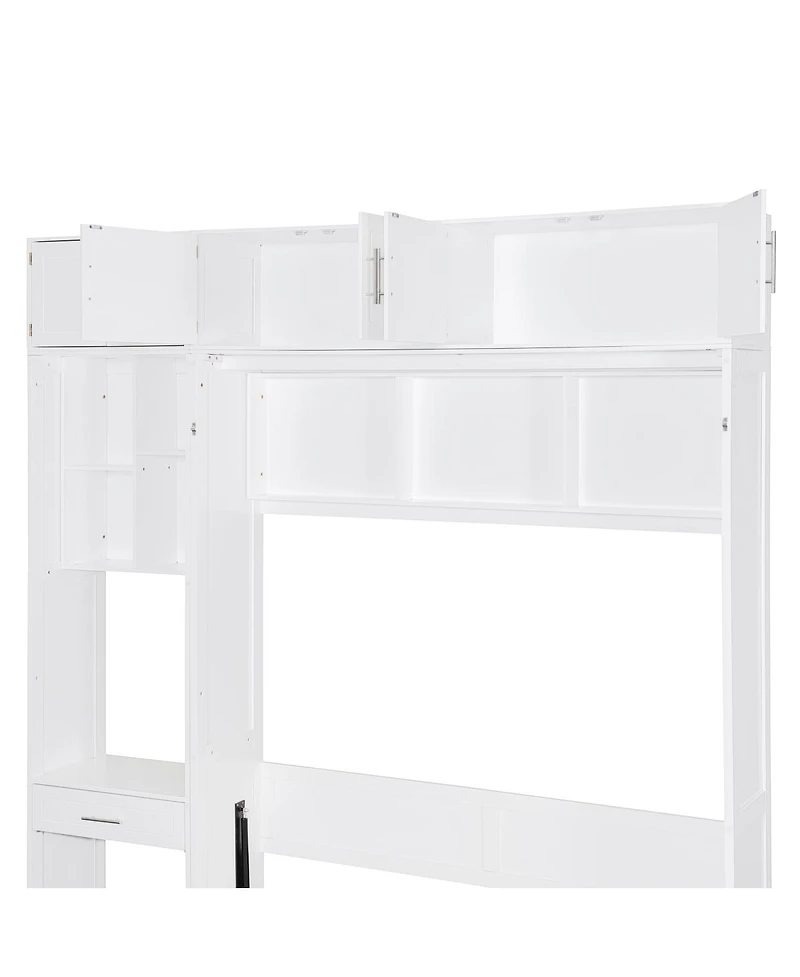 Streamdale Furniture Queen Murphy Bed with Desk Top Cabinet and Storage Shelves