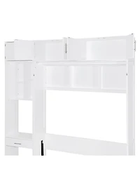 Streamdale Furniture Queen Murphy Bed with Desk Top Cabinet and Storage Shelves