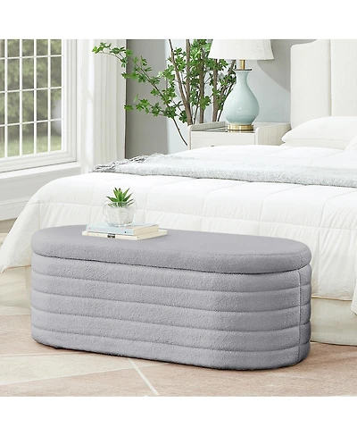 Streamdale Furniture Modern Oval Upholstered Storage Ottoman Bench