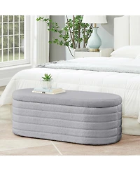 Streamdale Furniture Modern Oval Upholstered Storage Ottoman Bench